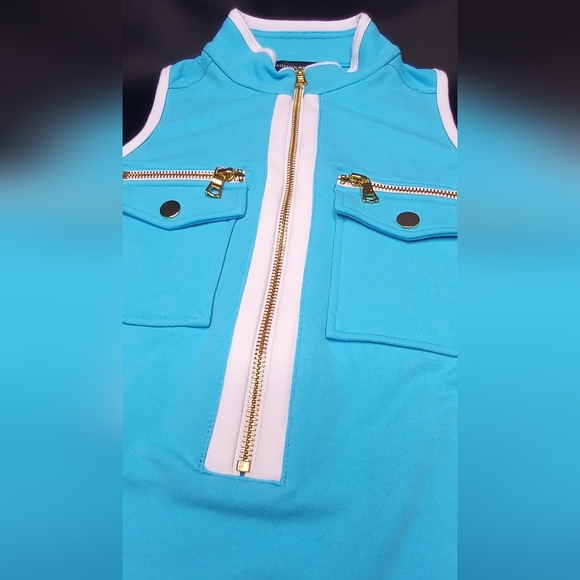 Boston Proper Sleeveless Chic Zip Top Airy Blue Womens Size Small - Picture 3 of 5